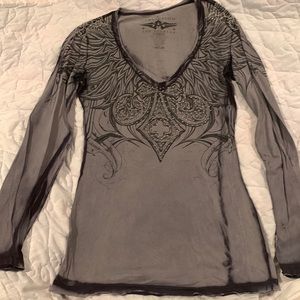 Affliction woman’s long sleeve top w/sequins